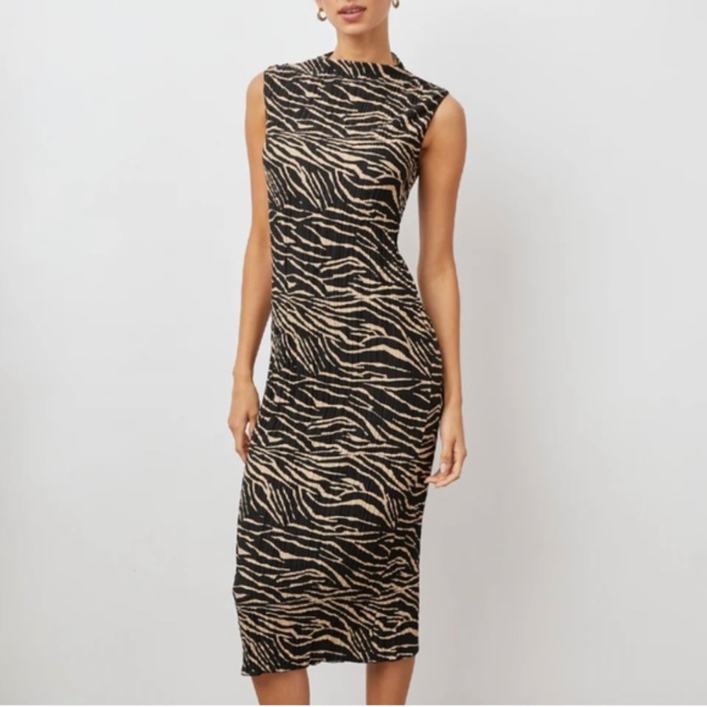 Rails Zebra Plissé Midi Dress - Size Small